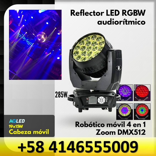 Reflector Led Rgbw Robotico 19x15w Zoom 4 En 1 285w Dmx512