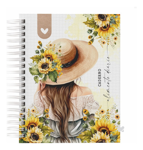 Caderno A5 Anotaçoes 200 Folhas Coleção Girassol Pautado Cor Girassol Aberto