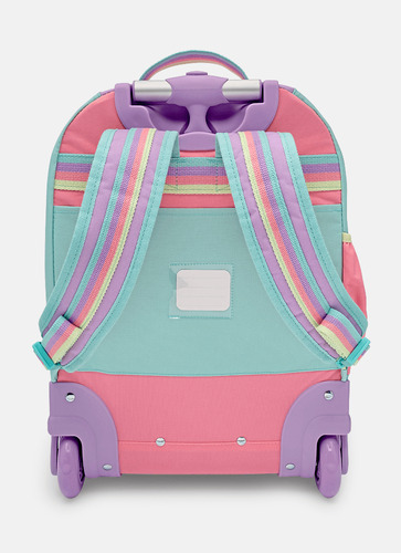 Mochila Com Rodinha Color Block Rosa Puket