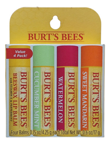 Burt's Bees Balsamo Labial Pack 4 Freshly Picked