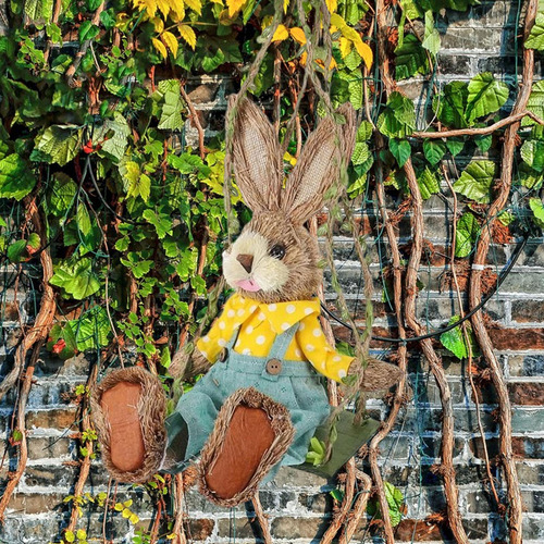 Para Conejo De Paja Animal Crafts Swing Bunny Figurilla