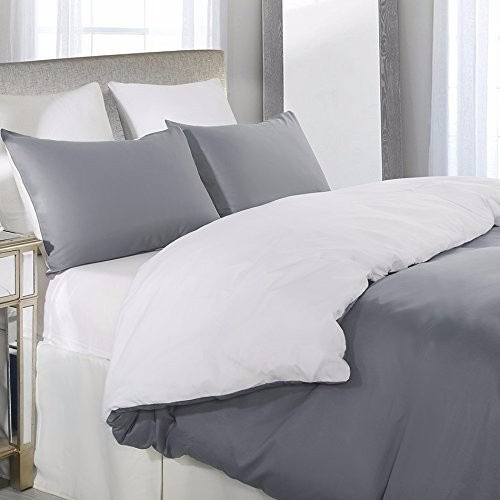 Imagen 1 de 1 de Duvet Cover Gris Liso Blanco Microfibra King