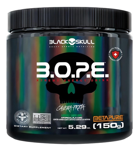 Pré-Treino Black Skull  Caveira Preta Series B.O.P.E aminoácido B.O.P.E sabor  limão em pote de 150g