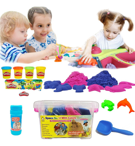 Arena Mágica Moldeable Kinética + Play Doh + Moldes + Pala