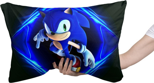 Cojin Almohada Sonic Lineas Azul Diseño Artistico Poliester