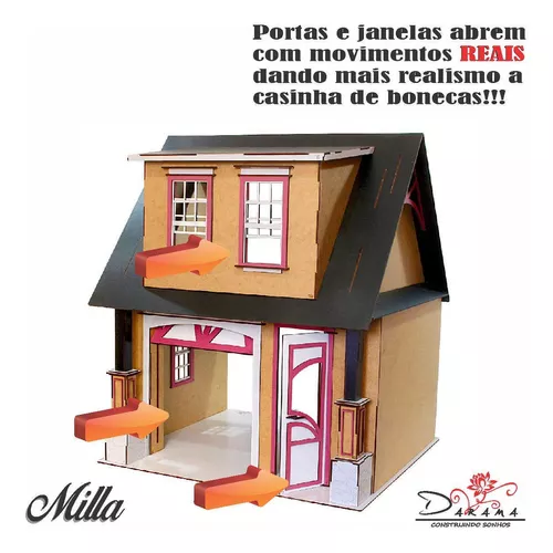 Casa bonecas escala Barbie com garagem Milla Sonhos DARAMA