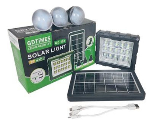 Lampara Exterior Con Panel Solar  Bombillos Extra Gd-106 30w