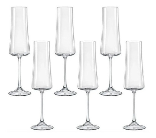 6 Taças De Cristal Para Champagne 210ml Linha Xtra Bohemia