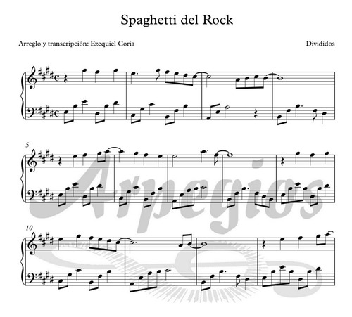 Partitura Para Piano Spaghetti Del Rock - Divididos En Pdf