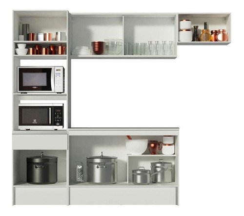 Cozinha Completa Madesa Diamante Com Armário, Balcão E Tampo Cor Branco