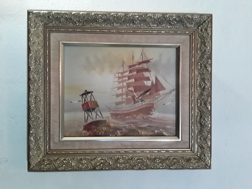 Cuadro,  Galeón Y Gaviotas. Decoración.  Cc.