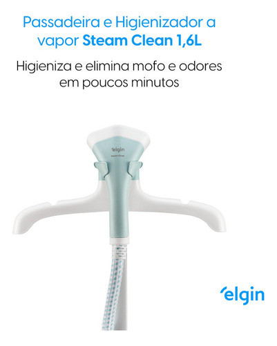 Passadeira De Roupa A Vapor Vertical Elgin Steamer 110v Branco E Azul