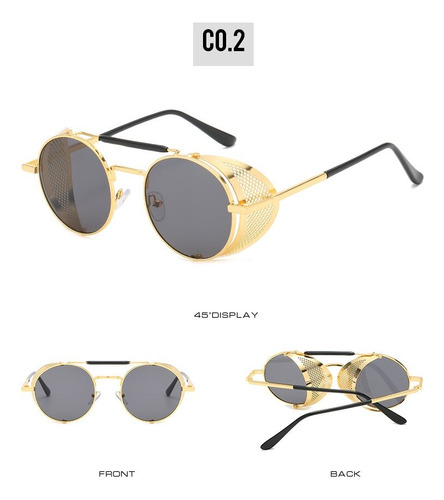 Gafas De Sol Casual Steampunk Redondas Unisex Lentes Vintage