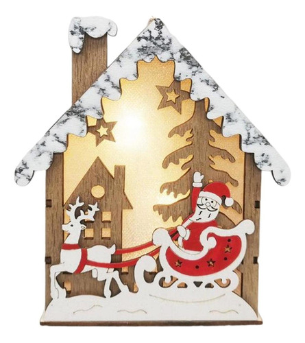 Christmas Tree Hanging Decoration Wooden Small House Lighted