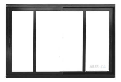 Ventana Módena Negro 200x60 3hojas 2g Vidrio Laminado 3+3