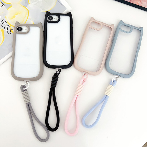 Funda De Acrílico Transparente Transparente Con Orejas De Gato Aptas Para Teléfono Apple 16e 16promax, Corta, A Prueba De Golpes