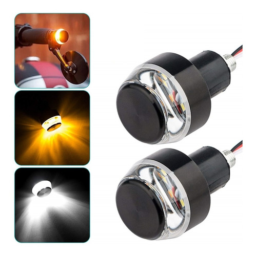 2 Pesas Led Manubrio Luz Blanca Y Direccional Moto Universal