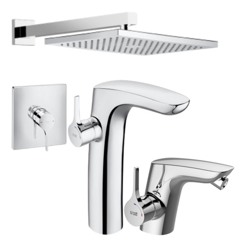 Set Griferia Roca Iconia Lavat Alto+ducha Emb S/t+bidet Mb P