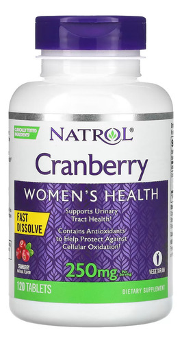 Natrol Arándano Rapida Disolucion 250 Mg 120 Tabs Cranberry Sabor Suplementos