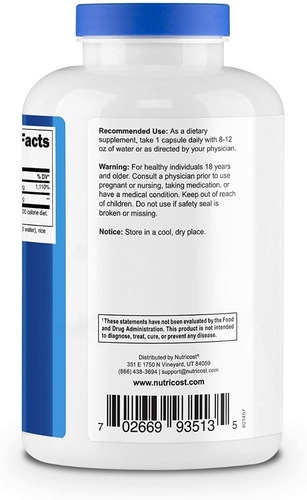 Nutricost Vitamina C Con Rosáceos 1025mg, 240 Cápsulas