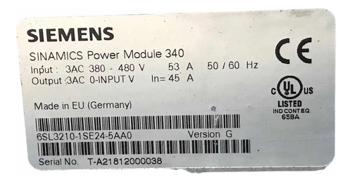 Conversor Sinamics S120 Siemens 6sl3210-1se24-5aa0 (Usado)