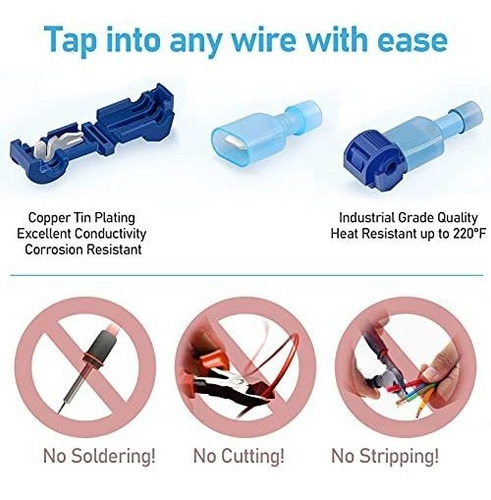 120pcs T Tap Conector Alambre+herramienta Prensado Para