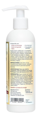 De La Cruz Loción De Vitamina E Para Piel Seca Con 12,000 Ui