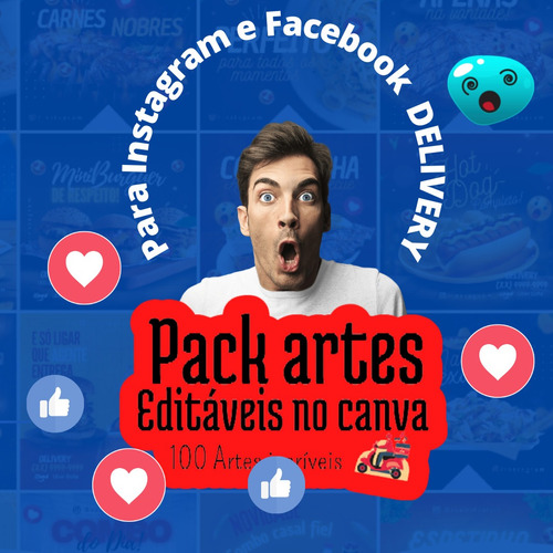 Pack Artes Digital  / Editáveis No Canva / Delivery