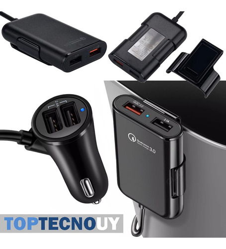 Cargador De Auto 4 Puertos Usb Qc 3.0 Cargdor Rapido 8a 36w®