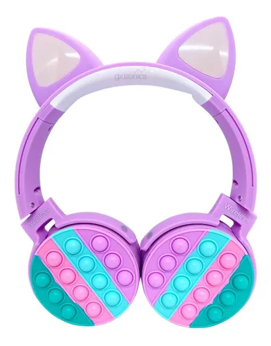 Auriculares Inalambricos Niños Vincha Orejas Gato Pop It Fm