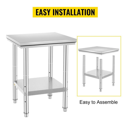 Vevor Mesa De Trabajo Cocina Acero Inoxidable 24x24x32 PuLG
