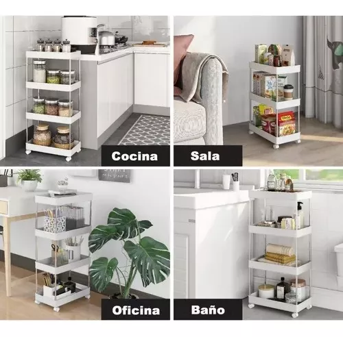 Estante de almacenamiento de cocina de 3/4 niveles, estantería de baño con  huecos móviles, organizador