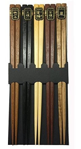 Japonbargain Marca De 5 Piezas De Bambu Japones Palillos 