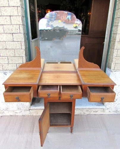 Antiguo Tocador Toilette, Madera, No Enchapado. (Usado)