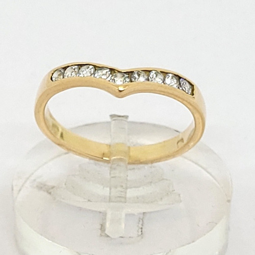 Imagen 2 de 6 de Anillo Medio Sin Fin En V Oro 18k Cubics 2,7grs N°16 Brumat