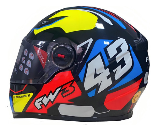 Capacete Moto Fechado Fw3 Gtx 43 Com Oculos Narigueira Alta