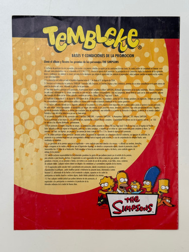 Álbum De Figuritas Los Simpsons Tembleke + Figuritas Jack (Usado)