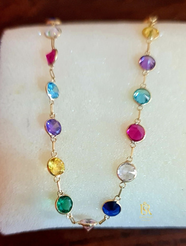 Pulseira De Ouro 18k Reforçada Com 15 Pedras Redondas Com Nf