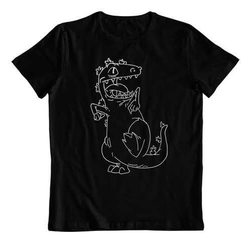 Polera Negra Algodon - Dtf - Reptar  Rugrats Nickelodeon