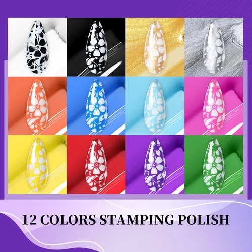 Ur Sugar Esmalte De Uñas Para Estampar ' 0.2 Fl Oz, 12 Color