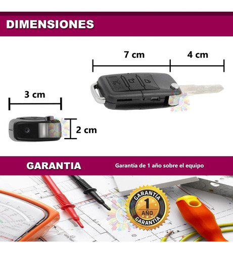 Llavero Espia Camara Oculta Camuflada Microfono Fotos Video Audio Ranura Para Micro Sd Seguridad Espionaje Voz Bateria