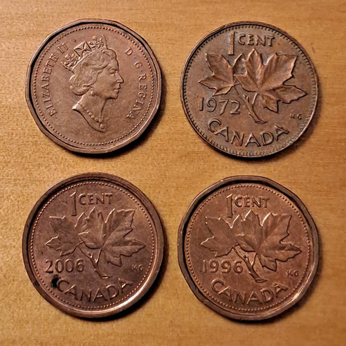 Canadá X 4 Monedas 1 Centavo Incluye 1 Centavo 1867 - 1992. (Usado)