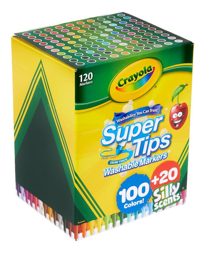 100 Super Tips Crayola + 20 Plumones C/aroma, 120 Unidades
