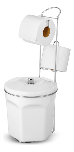 Suporte Para Papel Higiênico Com Lixeira Branca 6l Passerini Cor Branco