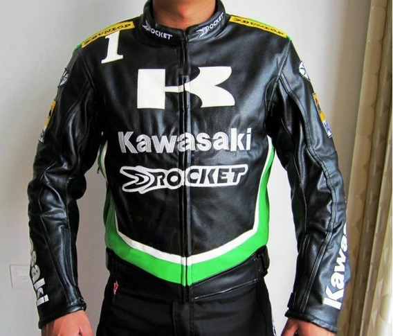 jaqueta de couro kawasaki