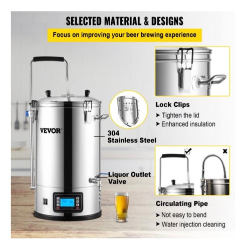 Sistema Completo Para Elaboración De Cerveza Artesanal 35l