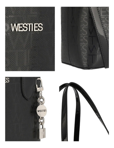 Bolsa De Mano Para Mujer Westies Negro Hbzuazuawe Acabado de los herrajes Níquel Diseño de la tela Logotipo