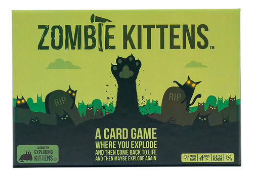 Exploding Kittens - Juego De Cartas Zombie Kittens, Para Ad.
