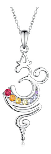 Tyso 7 Chakra Collar De Plata Esterlina Om Respirar Yoga