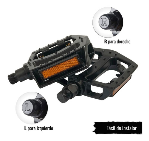 Imagen 4 de 4 de Pedales De Aluminio Con Reflejante Para Bicicleta Mtb Y Fixi